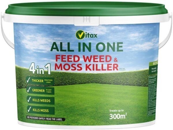 4 in 1 Complete Feed Weed & Moss Killer 300m2 Vitax All In One Feed, Weed & Moss Killer 300m² Tub – Greener Lawn in 7 Days