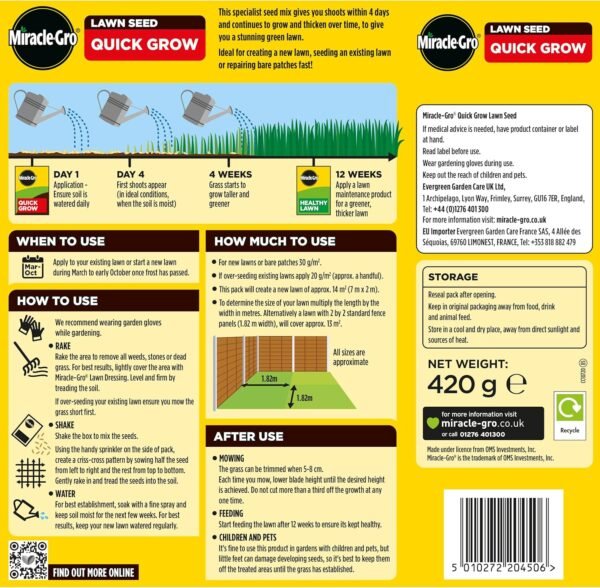 918YGW96xIL._AC_SL1500_ Miracle-Gro Quick Grow Lawn Seed – 14m² (420g)