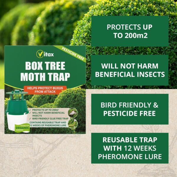 Box Tree Moth Trap (4) Vitax Box Tree Moth Trap – Pheromone Moth Trap with 12-Week Lure for Monitoring and Controlling Box Tree Moths