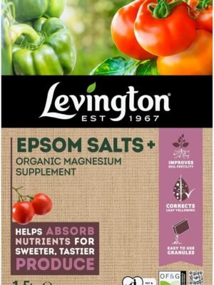 Epsom Salts+ 1.5Kg (1) Levington Epsom Salts+ 1.5kg – Magnesium Sulfate Fertiliser for Healthy Plants
