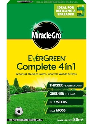Miracle-Gro Complete 4 in 1 80m2 (1) Miracle-Gro Complete 4 in 1 80m² 2.8kg – Kills Weeds, Feeds Grass & Controls Moss for a Greener Lawn