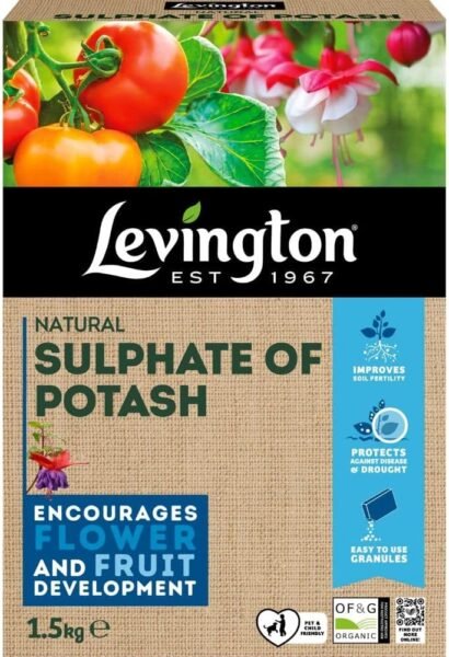 Natural Sulphate of Potash 1.5Kg (1) Levington Natural Sulphate of Potash 1.5kg – Promotes Flowering & Fruit Development