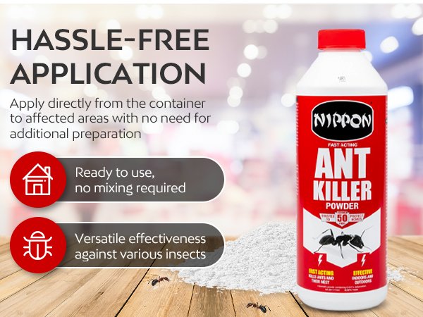 Nippon Ant Killer Powder 500g (4) Nippon Ant Killer Powder 500g – Long-Lasting Indoor & Outdoor Insect Control