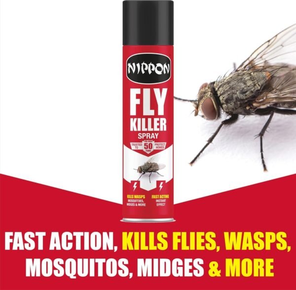 Nippon Fly & Wasp Killer Spray 300ml (1) Nippon Fly & Wasp Killer Spray 300ml – Fast-Acting Aerosol Insecticide for Flies, Wasps & Flying Insects
