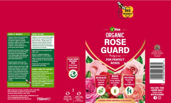 Organic Rose Guard 500ml (2) Organic Rose Guard 750ml Spray – Natural Protection Against Aphids, Mildew & Leaf Diseases