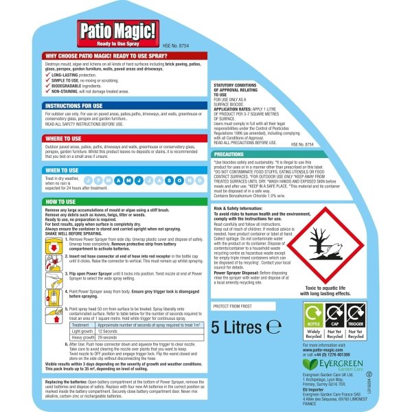 Patio Magic Patio Cleaner Ready To Use Spray 5L