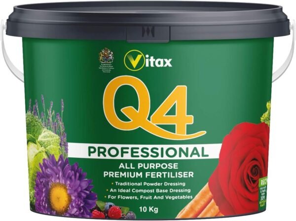 Q4 10Kg (1) Vitax Q4 Fertiliser 10Kg Powder – All-Purpose Plant Food for Flowers, Vegetables & Lawns