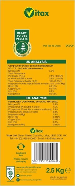 Q4 2.5Kg (2) Vitax Q4 Fertiliser Pellets 2.5Kg – All-Purpose Plant Food for Flowers, Vegetables & Lawns