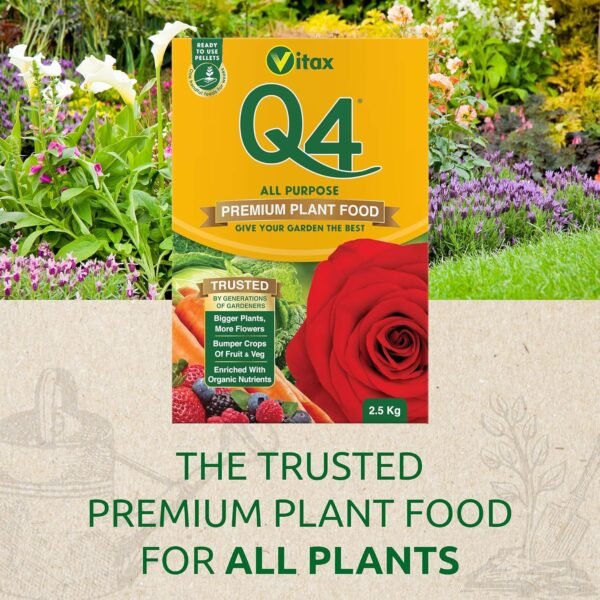 Q4 2.5Kg (6) Vitax Q4 Fertiliser Pellets 2.5Kg – All-Purpose Plant Food for Flowers, Vegetables & Lawns
