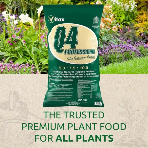 Q4 20Kg (1) Vitax Q4 Fertiliser 20Kg Powder – All-Purpose Plant Food for Flowers, Vegetables & Lawns