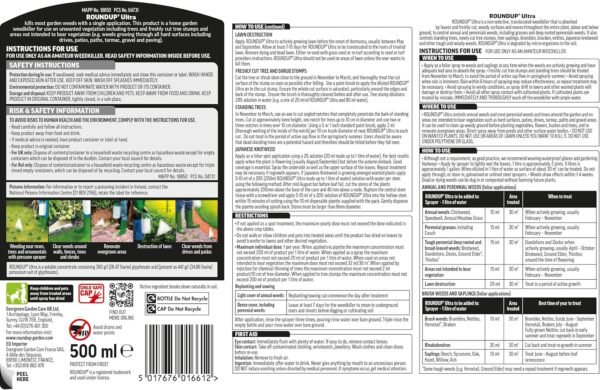 Roundup Ultra Concentrate Weedkiller 500ml (1) Roundup Ultra Tough Concentrate Weedkiller 500ml