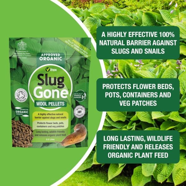 Slug Gone 3.5L (3) Slug Gone Wool Pellets 3.5L – Natural Slug & Snail Repellent, Pet & Child Safe