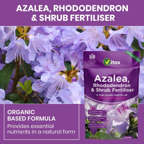 Vitax Azalea Rhododendron Shrub 0.9Kg (2) Vitax Azalea Rhododendron & Shrub Fertiliser 0.9Kg – Organic Feed for Acid-Loving Plants