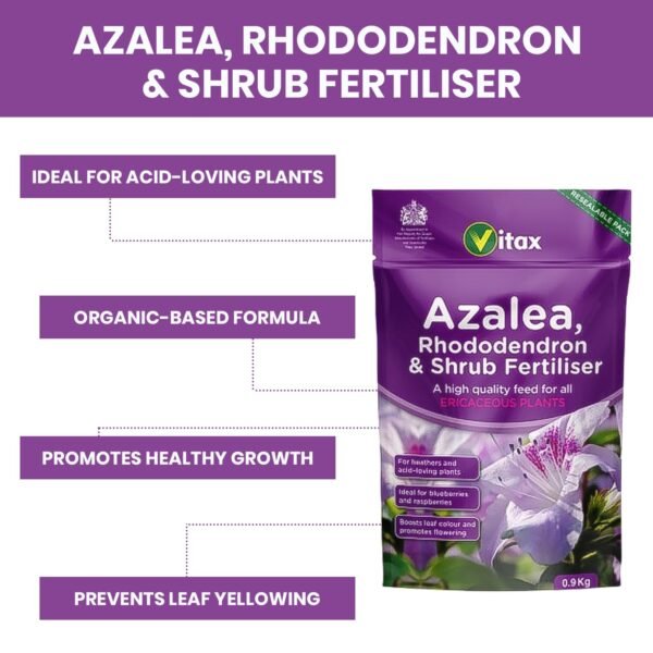 Vitax Azalea Rhododendron Shrub 0.9Kg (4) Vitax Azalea Rhododendron & Shrub Fertiliser 0.9Kg – Organic Feed for Acid-Loving Plants