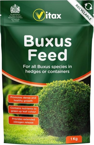 Vitax Buxus Pouch 1Kg (1) Vitax Buxus Feed 1Kg Pouch – Specialist Fertiliser for Healthy Buxus Hedges & Plants