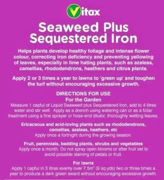Vitax Seaweed Plus Sequestered Iron 500ml