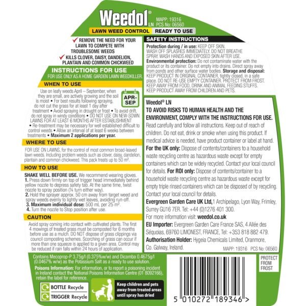 Weedol Lawn Weed Control 1L (4) Weedol Lawn Weed Killer Ready to Use – 1L