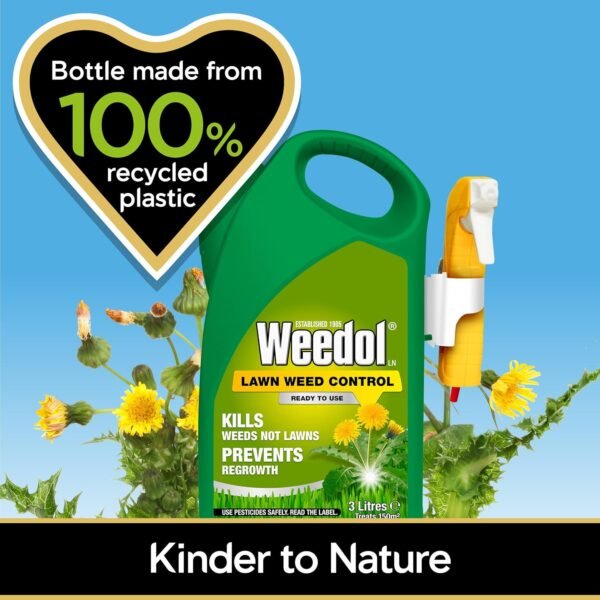 Weedol Lawn Weed Control 3L (3) Weedol Lawn Weed Killer Ready to Use – 3L
