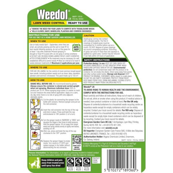 Weedol Lawn Weed Control 3L (4) Weedol Lawn Weed Killer Ready to Use – 3L