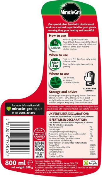 81O8G9yZkGL._AC_SL1500_ Miracle-Gro Liquid Plant Food for Roses & Shrubs 800ml – Ready-to-Use Feed for Vibrant Flowers