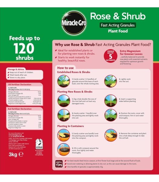 81XOUND8AGL._SL1500_ Miracle-Gro Fast-Acting Granular Plant Food for Roses & Shrubs 3kg – Rapid Growth Fertiliser