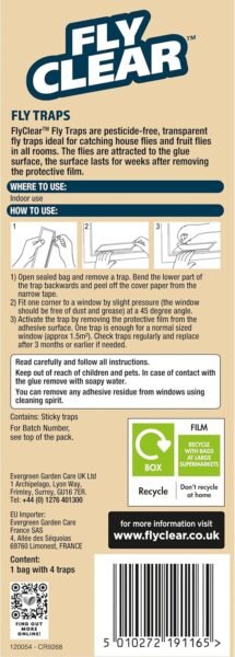 81XdkCWfDhL._AC_SL1500_ Fly Clear Fly Trap – 4 Pack Indoor & Outdoor Fly Control