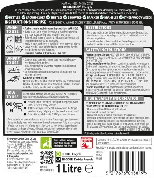 91AWvJTrMaL._AC_SL1500_ Roundup Ready to Use Tough Weedkiller – 1L