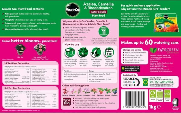 91qTtP4bRNL._AC_SL1500_ Miracle-Gro Azalea, Camellia & Rhododendron Soluble Plant Food 1kg – Fast-Acting Ericaceous Feed for Acid-Loving Plants