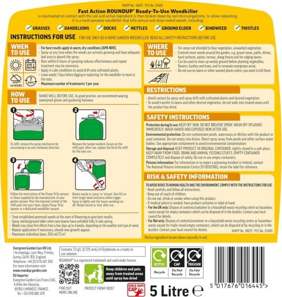 91wT+IR-riL._AC_SL1500_ Roundup Fast Action Ready to Use Weedkiller – 5L Refill