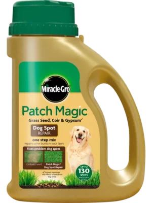 UK_119402_MG_PS.png Miracle-Gro Patch Magic Dog Spot Repair Grass seed, Coir and Gypsum – 1.293kg Jug (130 Spots)