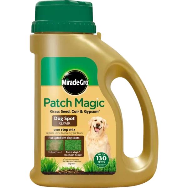 Miracle-Gro Patch Magic Dog Spot Repair Grass seed, Coir and Gypsum – 1.293kg Jug (130 Spots)
