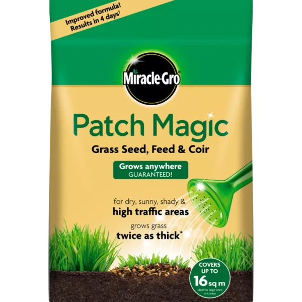 Miracle-Gro Patch Magic - Grass Seed, Feed & Coir – 3.6kg Bag (48 Patches)