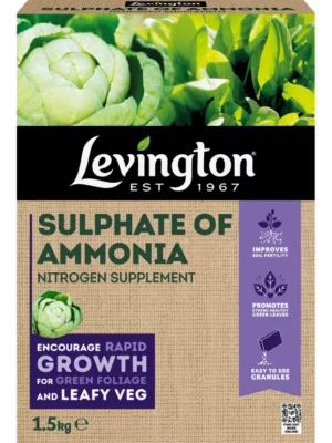 levington-sulphate-of-ammonia-1.5kg-carton-121087.png Levington Sulphate of Ammonia 1.5kg – Fast-Acting Nitrogen Fertiliser for Healthy Leaf Growth