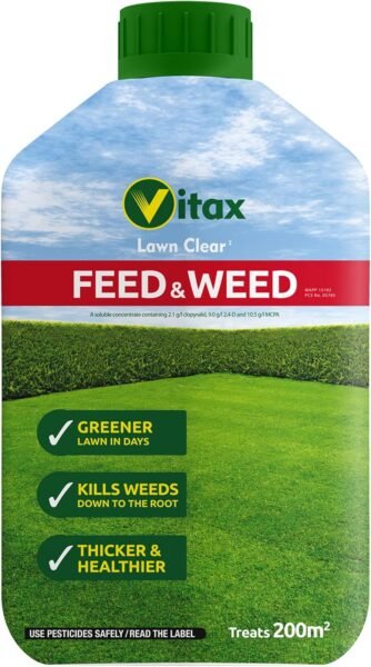 Vitax Feed & Weed Liquid Lawn Fertiliser – Lawn Feed with Added Weedkiller | Treats 200m²