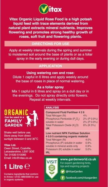81lbh+66nYL._AC_SL1500_ Organic Rose Food – 1L | Promotes Healthy Growth & Brighter, More Vibrant Blooms