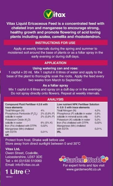 81qfnb6dgIL._AC_SL1500_ Ericaceous Liquid Feed – 1L | Ideal for Azaleas, Camellias & Rhododendrons